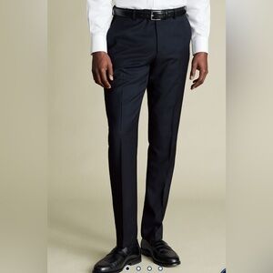 Charles Tyrwhitt Navy Slim Fit Natural Stretch Twill Suit Trouser - Size 36W
